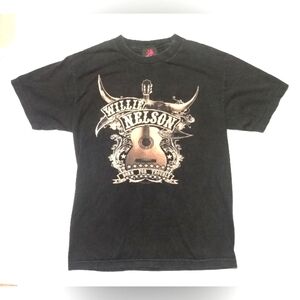 Vintage WILLIE NELSON Country Music Single Stitch Black Tee T Shirt -Women's LRG